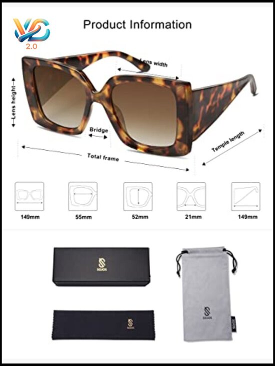 Retro Square Polarized Oversized Sunglasses Trendy Big Shades